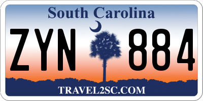 SC license plate ZYN884