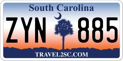 SC license plate ZYN885