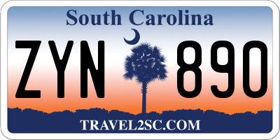 SC license plate ZYN890