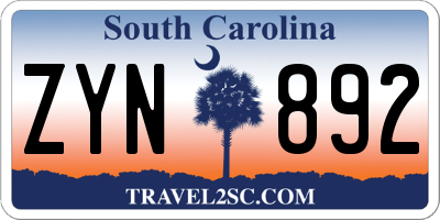 SC license plate ZYN892