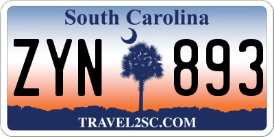 SC license plate ZYN893