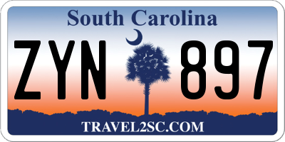 SC license plate ZYN897