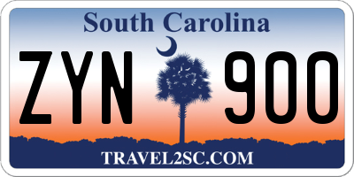 SC license plate ZYN900