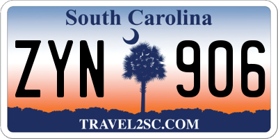 SC license plate ZYN906