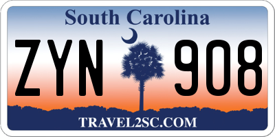 SC license plate ZYN908