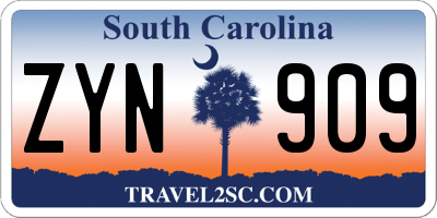 SC license plate ZYN909