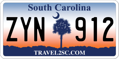 SC license plate ZYN912