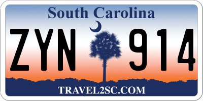 SC license plate ZYN914
