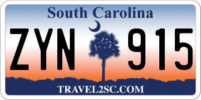 SC license plate ZYN915