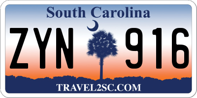 SC license plate ZYN916