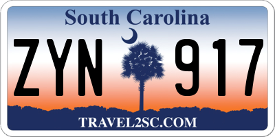 SC license plate ZYN917