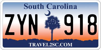 SC license plate ZYN918