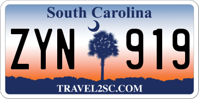 SC license plate ZYN919