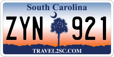 SC license plate ZYN921