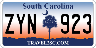 SC license plate ZYN923