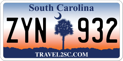 SC license plate ZYN932