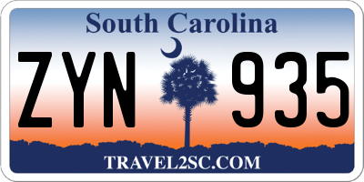 SC license plate ZYN935