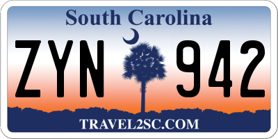 SC license plate ZYN942