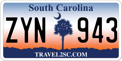 SC license plate ZYN943