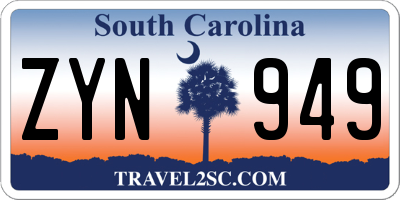 SC license plate ZYN949