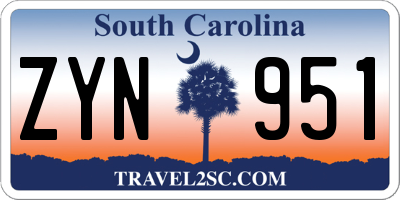 SC license plate ZYN951