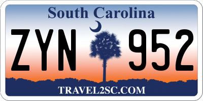 SC license plate ZYN952