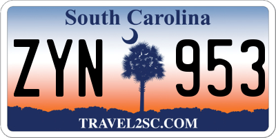 SC license plate ZYN953
