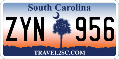 SC license plate ZYN956