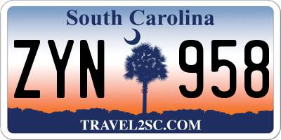 SC license plate ZYN958