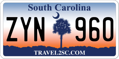 SC license plate ZYN960