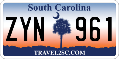 SC license plate ZYN961