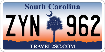 SC license plate ZYN962