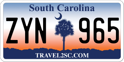 SC license plate ZYN965