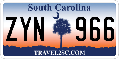 SC license plate ZYN966
