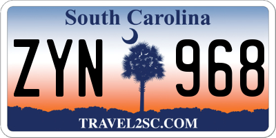 SC license plate ZYN968
