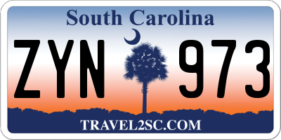 SC license plate ZYN973