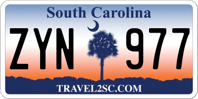 SC license plate ZYN977