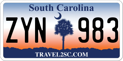 SC license plate ZYN983