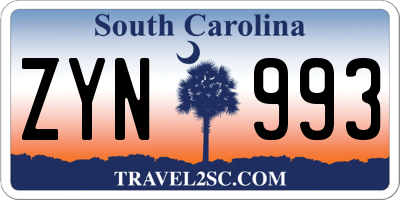 SC license plate ZYN993