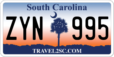 SC license plate ZYN995
