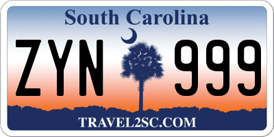 SC license plate ZYN999