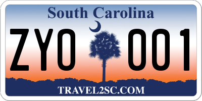 SC license plate ZYO001