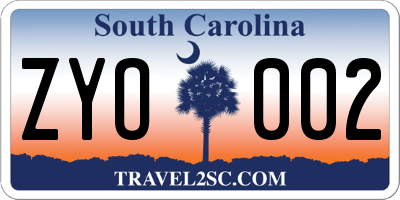 SC license plate ZYO002