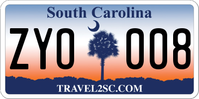 SC license plate ZYO008