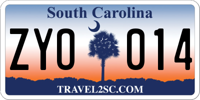 SC license plate ZYO014