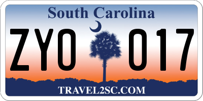 SC license plate ZYO017