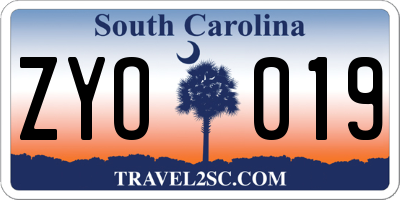 SC license plate ZYO019