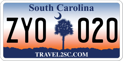 SC license plate ZYO020