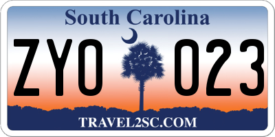 SC license plate ZYO023