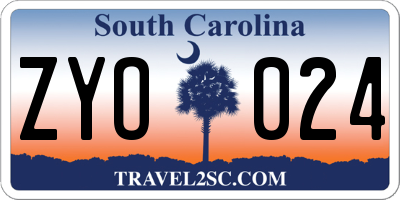 SC license plate ZYO024